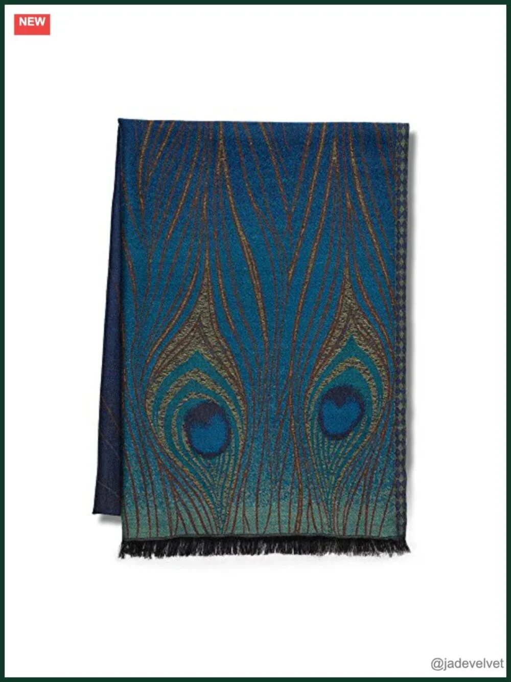 Museum Inspired Tiffany Peacock Feather Shawl Wrap Scarf - Wool Silk Viscose